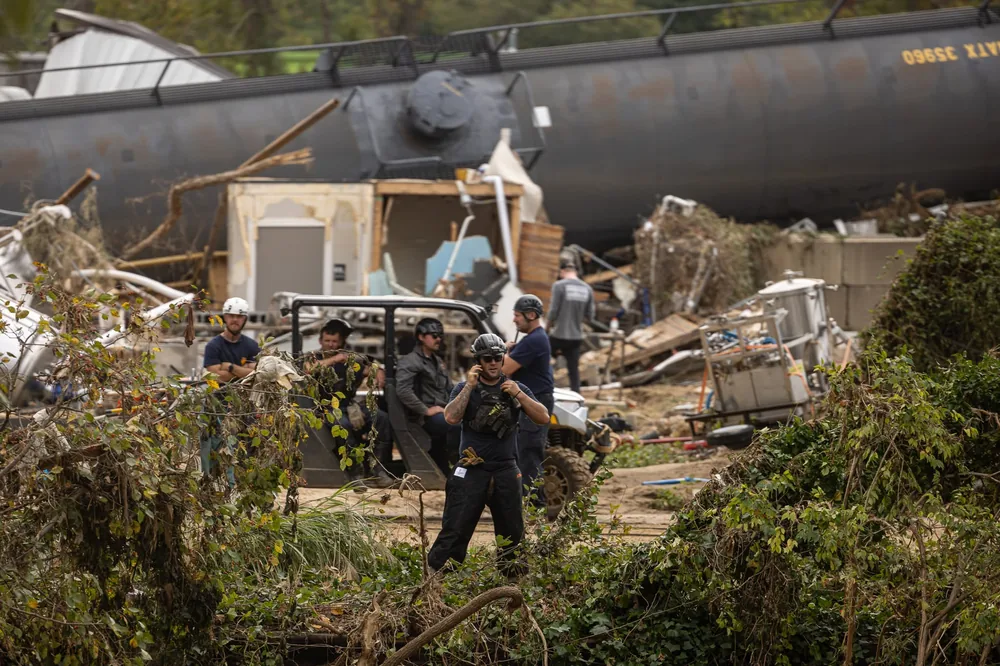 Wide view of the Swannanoa River debris field